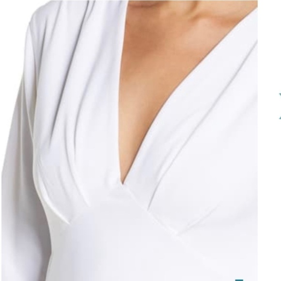 Fraiche by J Deep V-Neck 3/4 Sleeve Mini Dress - Picture 2 of 11